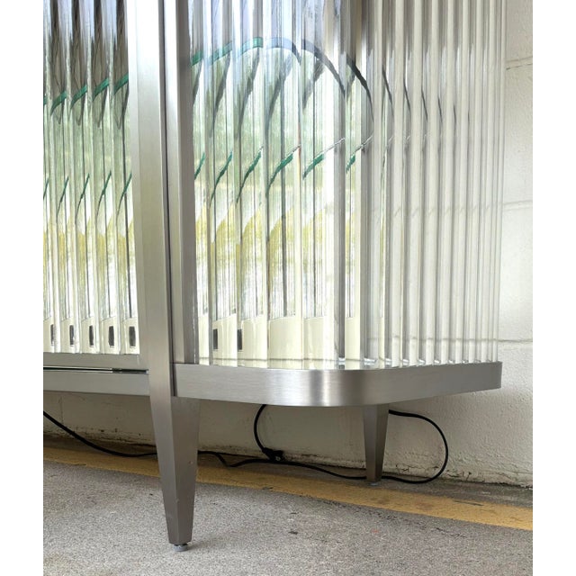 Caracole Caracole Modern Acrylic and Sati Nickel Light Up Stop and Stare Sideboard For Sale - Image 4 of 10