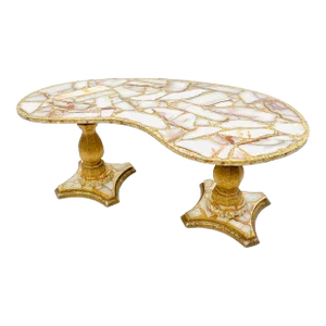 1960s Onyx, Abalone, and Gold Glitter Kidney Shaped Coffee Table by Arturo Pani