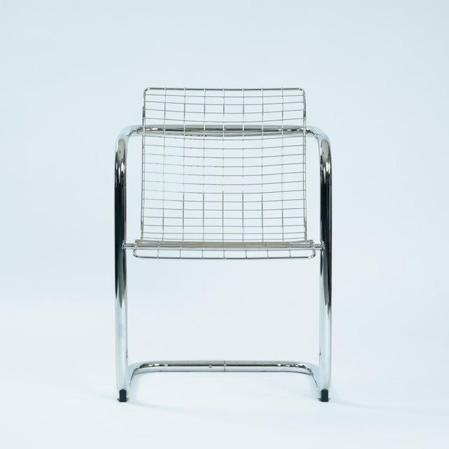 Vintage Italian Wire Chairs in Chrome & Metallic Thread, 1974, Set of 4 For Sale - Image 4 of 18