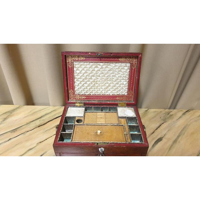 Regency Leather Sewing Box For Sale - Image 11 of 14