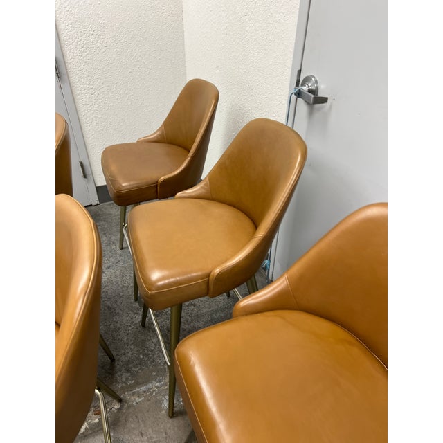 West Elm Mid Century Swivel Counter Stools, Set of Five For Sale In San Francisco - Image 6 of 12