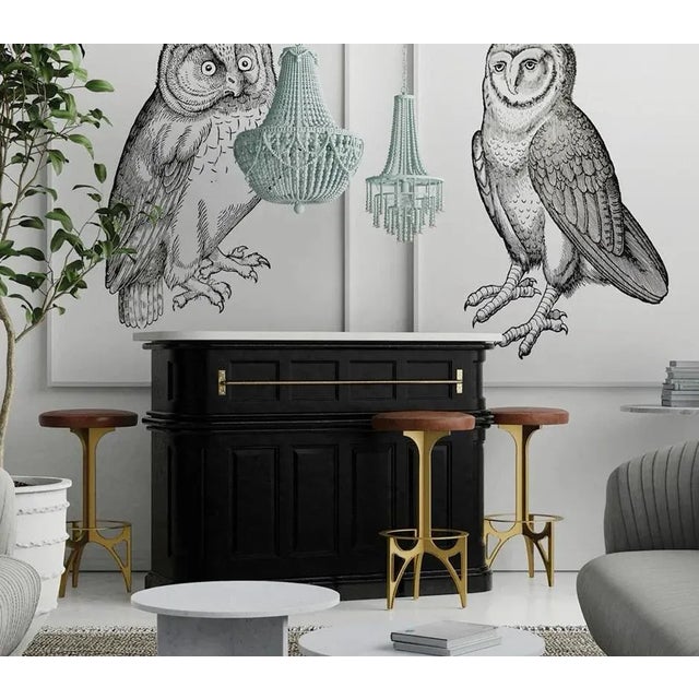 Art Deco Matthew Izzo Home Art Deco Black Lacquer and Marble Bar Table For Sale - Image 3 of 6