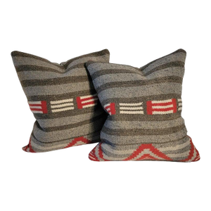 Pair of Striped Wool Hand Made Pillows