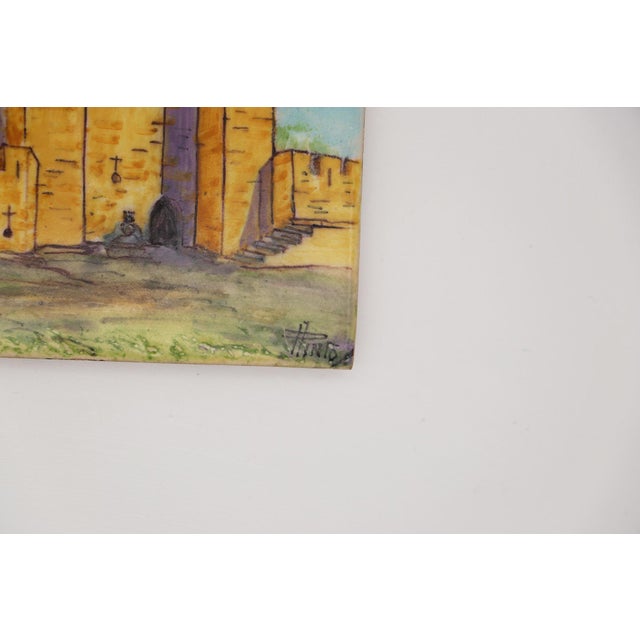 Yellow 19th Century Set of Four Tiles Depicting Castles, Portuguese For Sale - Image 8 of 11