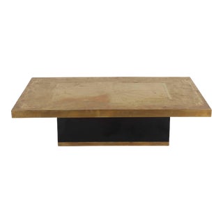 Etched Brass Coffee Table With Ebony Base, 1970