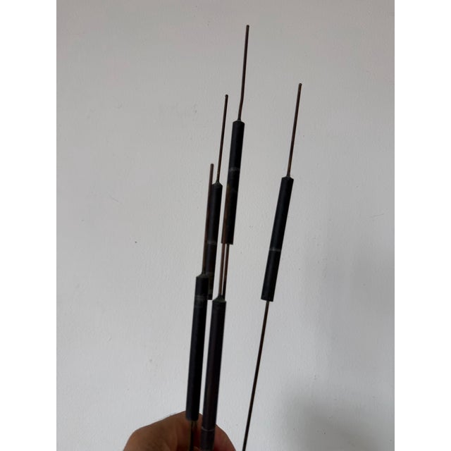 Brown 1970’s Mid-Century Modern Mixed Metals Cattail Sculpture For Sale - Image 8 of 12
