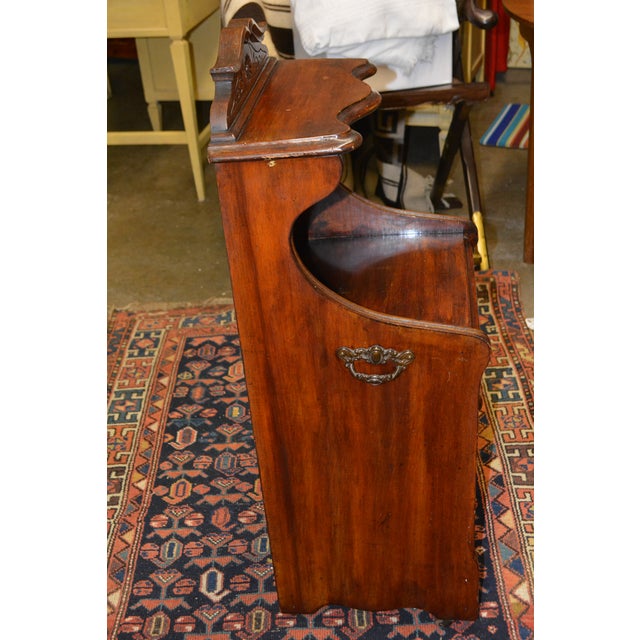 Vintage Carved Mahogany Wood Coal Holder Purdonium W/ Metal Removable Insert / Mirror & Shelf For Sale - Image 11 of 14
