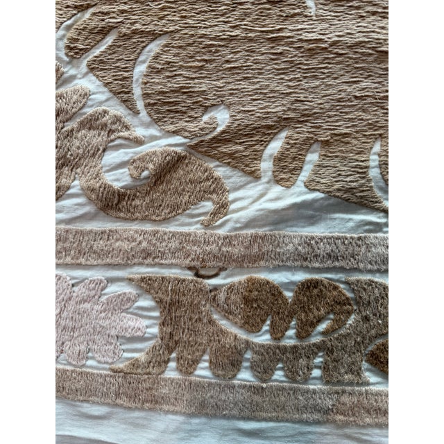 Mid-Century Modern Central Asian Suzani Wall Hanging Decor — 4'4'' X 4'7'' For Sale - Image 3 of 7