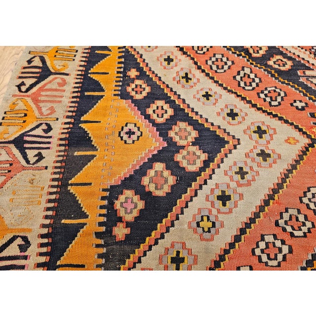Vintage Turkish Kilim Wide Runner, Handwoven Wool, Medallion Pattern, 6x13 For Sale - Image 14 of 16