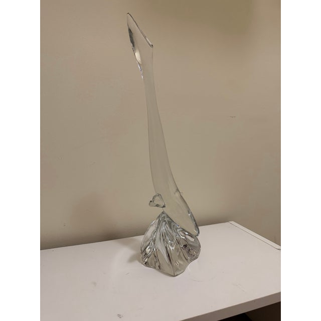 DAUM France Art Glass Diving Dolphin Crystal Sculpture Figurine Signed 18in Excellent condition no damages no chips Signed...
