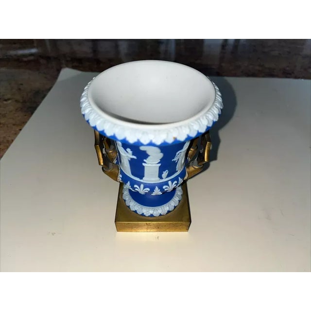 1920's Art Deco Wedgwood Urns With Brass Handle Detail - Smaller Size Signed a - Pair For Sale In Miami - Image 6 of 10