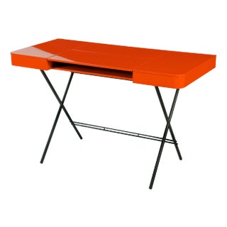 Cosimo Desk with Orange Glossy Lacquered Top by Marco Zanuso Jr. for Adentro, 2017 For Sale