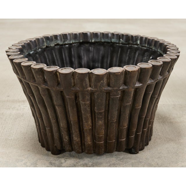 Set of Three Bronzed Faux-Bamboo Jardinières or Planters For Sale - Image 16 of 17