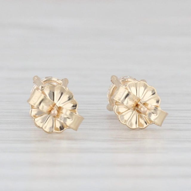 New 0.67ctw Diamond Stud Earrings 14k Yellow Gold Round Solitaire Studs - 2 Pieces For Sale - Image 4 of 6