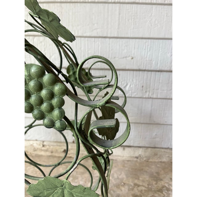 1980s Vintage Green Metal Grapevine Scroll 10-Bottle Large Wine Holder Rack For Sale In Dallas - Image 6 of 8