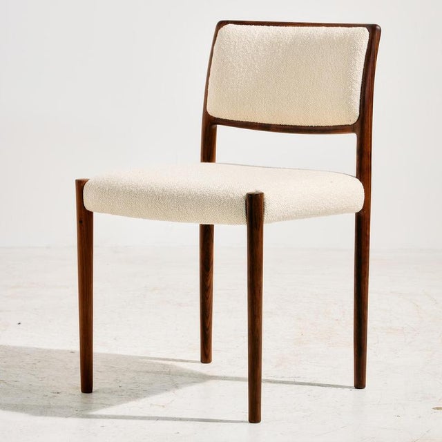 ‘Model 80′ rosewood dining chair with upholstered seat and backrest, designed by Niels O. Møller for J.L. Møllers...