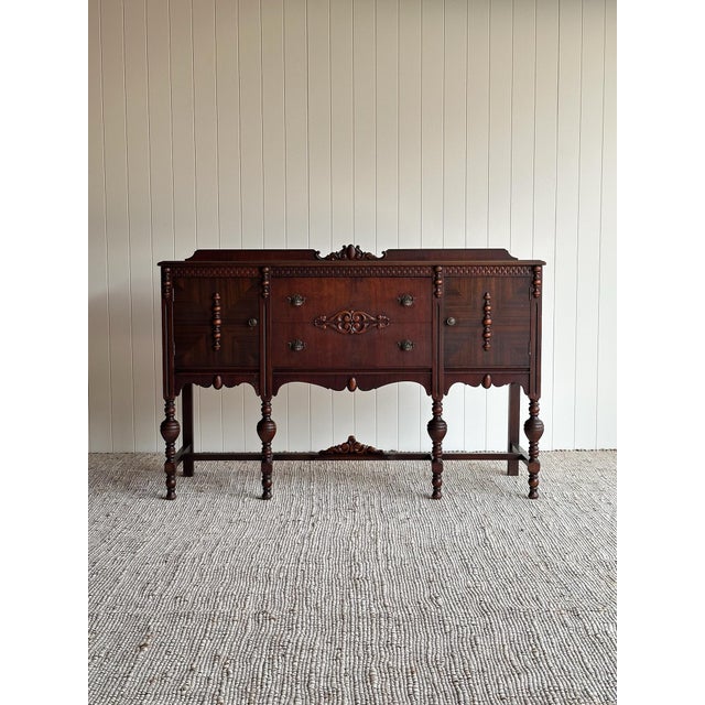 1920s Antique Jacobean Revival Mahogany Sideboard For Sale - Image 13 of 14