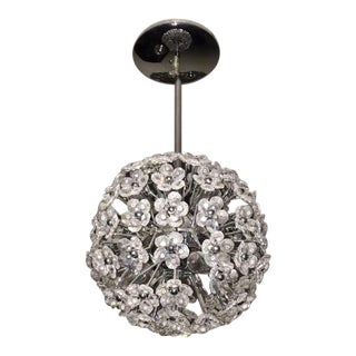 Crystal Flower Sphere Pendant Light For Sale