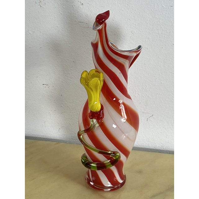 Mid-Century Polychrome Murano Glass Rooster and Flower Vase, 1950s For Sale - Image 9 of 12