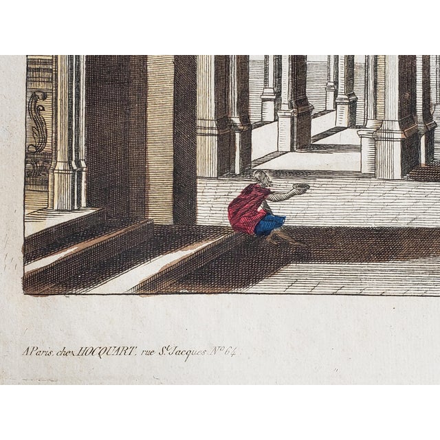 Paper Antique Original 18th Century French Optical Print of a Piazza (Market) in Venice, Italy For Sale - Image 7 of 8