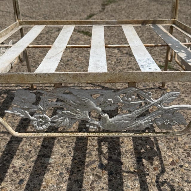 Vintage Russell Woodard "Kissing Birds" Wrought Iron Patio Lounge Chair - Pair For Sale - Image 9 of 17