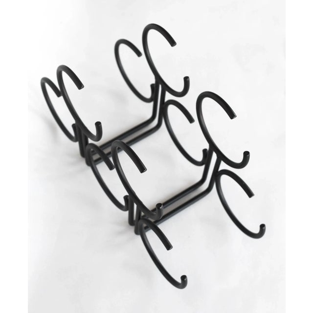 Black Vintage Postmodern Black Metal Open Rings 6-Bottle Wine Rack For Sale - Image 8 of 10