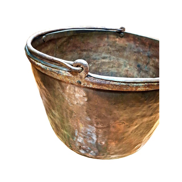 A Large 19th-Century Copper Apple Butter Cauldron With Iron Handle For Sale - Image 4 of 13