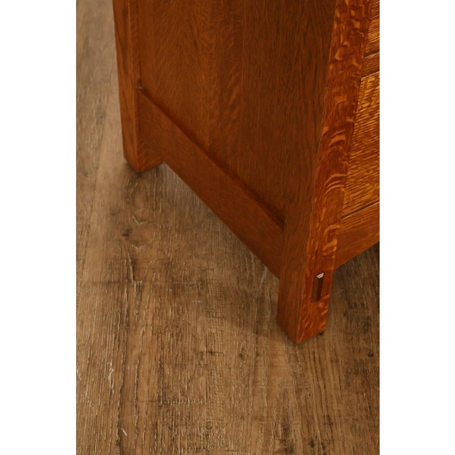 Stickley Mission Collection Pair Of Oak Three Drawer Nightstands For Sale - Image 9 of 18