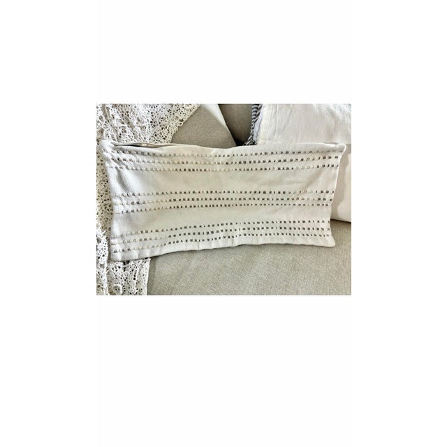 Vintage Ralph Lauren Throw Pillow Cover Stitch Stripes Off White For Sale - Image 11 of 12