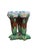 Rare Antique Majolica Pottery Triple Flower Vase.