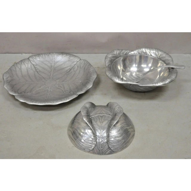 Vintage Arthur Court 1979 Cabbage Lettuce Tureen Serving Bowl Spoon Platter 3 Pc For Sale In Philadelphia - Image 6 of 12