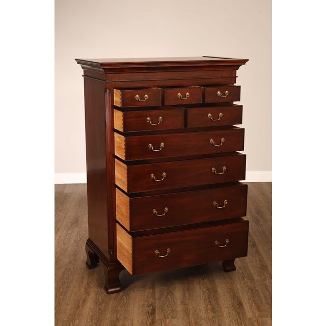 Chippendale Henkel Harris Chippendale Style Mahogany Tall Chest For Sale - Image 3 of 18