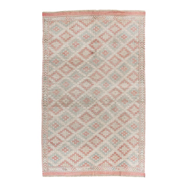 Vintage Turkish Jajim Flatweave Area Rug 5'1 X 8'11 For Sale