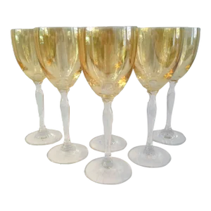 Vintage Champagne Flash Glass Long Stemmed Wine Glasses, S/6