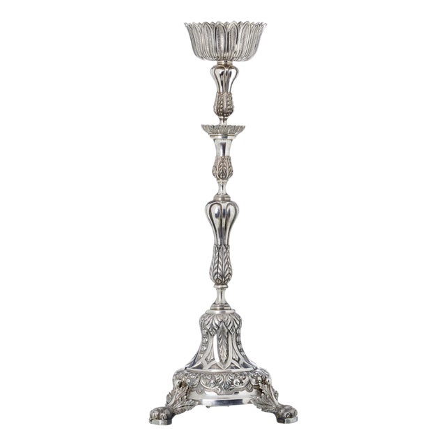 Portuguese Silver Torch Holder, 19th Century For Sale