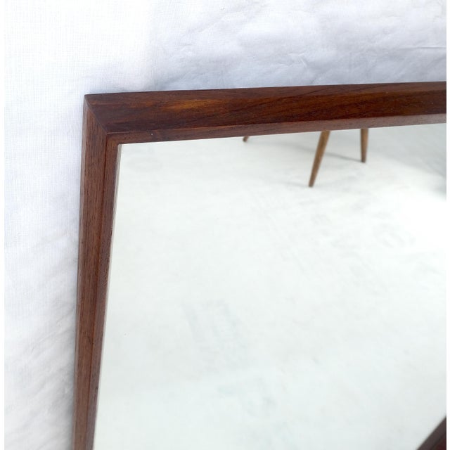 Mid Century Modern 2" Deep Profile Solid Walnut 32x43 Rectangle Wall Mirror MINT For Sale - Image 11 of 15