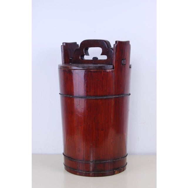 Wood Bucket with Wooden Lid, 1940s For Sale - Image 7 of 15