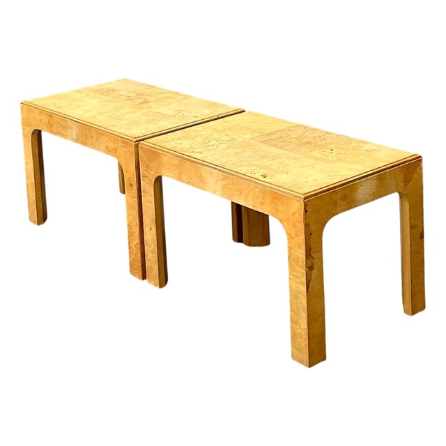 Vintage Burl Wood Side Tables - Pair For Sale