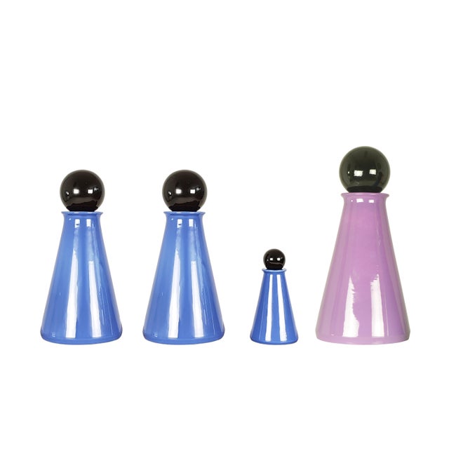 1980s Glazed Ceramic Decorative Bottles by L. Boscolo for Forma & Luce, 1980s, Set of 4 For Sale - Image 5 of 16