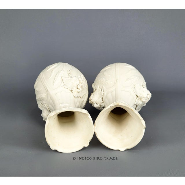 1850's Antique Parian Vases With Wheat Shaft and Grape Clusters - Set of 2 For Sale In Greenville, SC - Image 6 of 13