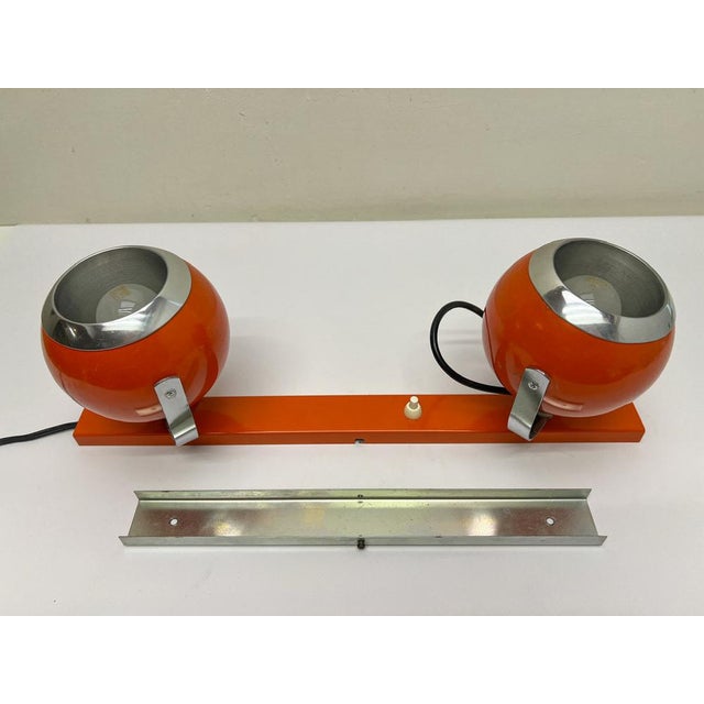 Space Age Orange Double Eyeball Spot Wall Lamp, 1970s For Sale - Image 6 of 10