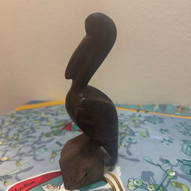 Vintage Hand-Carved Ironwood Pelican Sculpture For Sale - Image 4 of 7