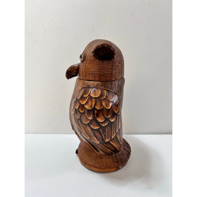 Wood Shanghai Rattan Owl Lidded Basket For Sale - Image 7 of 11