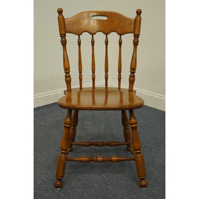 Set of 4 Ethan Allen Heirloom Nutmeg Maple Colonial Spindle Back Dining Side Chairs 10-6002 For Sale In Kansas City - Image 6 of 13
