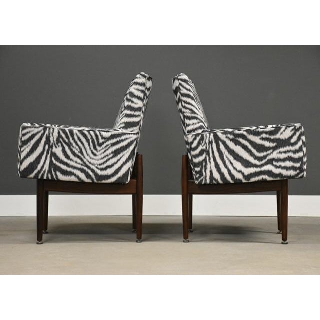 Wood 1950s Jens Risom Walnut Zebra Lounge Chairs - A Pair For Sale - Image 7 of 9
