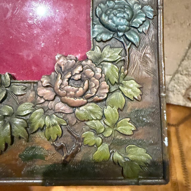 Antique Metal Picture Frame Peacocks and Floral Motifs Japanese Meiji Period For Sale - Image 11 of 11