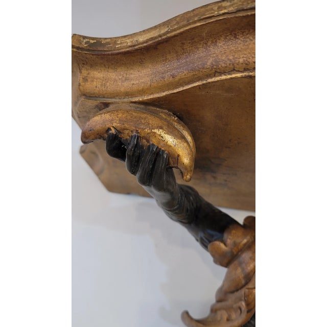 English Baroque Carved Wood Pair Maitland Smith Monkey Shelfs With a Banana For Sale - Image 3 of 9