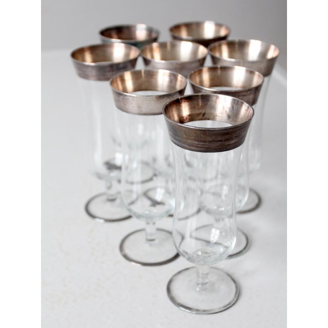 Vintage Dorothy Thorpe Silver Band Parfait Glasses Set of 8 For Sale - Image 9 of 12