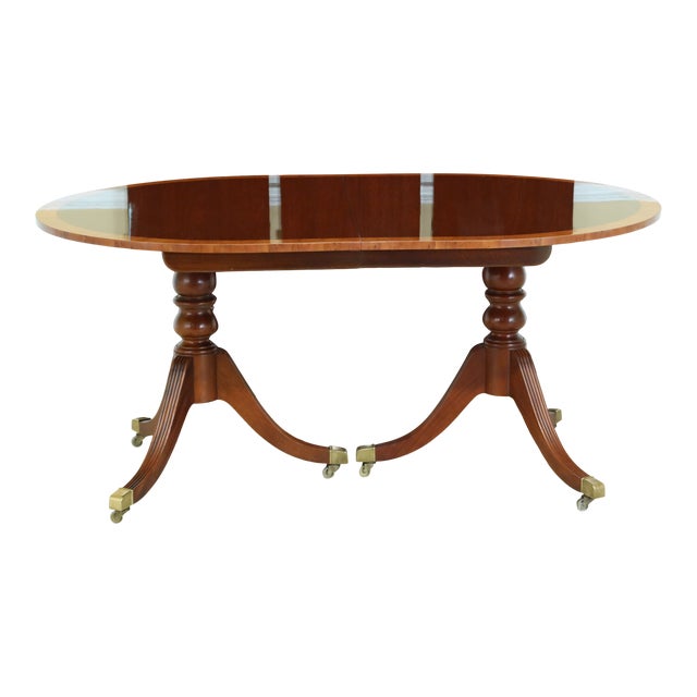 Baker Oblong Yew Wood Banded Mahogany Dining Room Table Chairish
