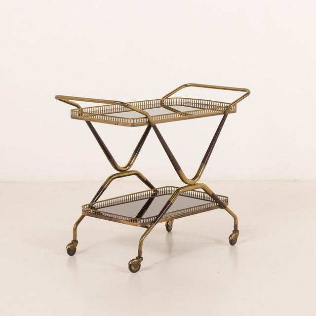 Mid-Century Italian Brass Serving Trolley, 1960s For Sale - Image 14 of 14